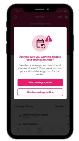 disable savings routinue